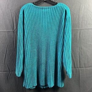 Venezia Cardigan Womens Size Large Blue Knit Long Sleeve Full Zip Classic Warm
